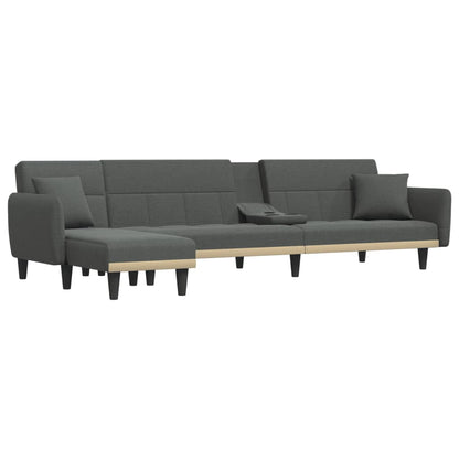 Sofá-cama Chaise Longue 275x140x70 cm tecido cinzento-escuro