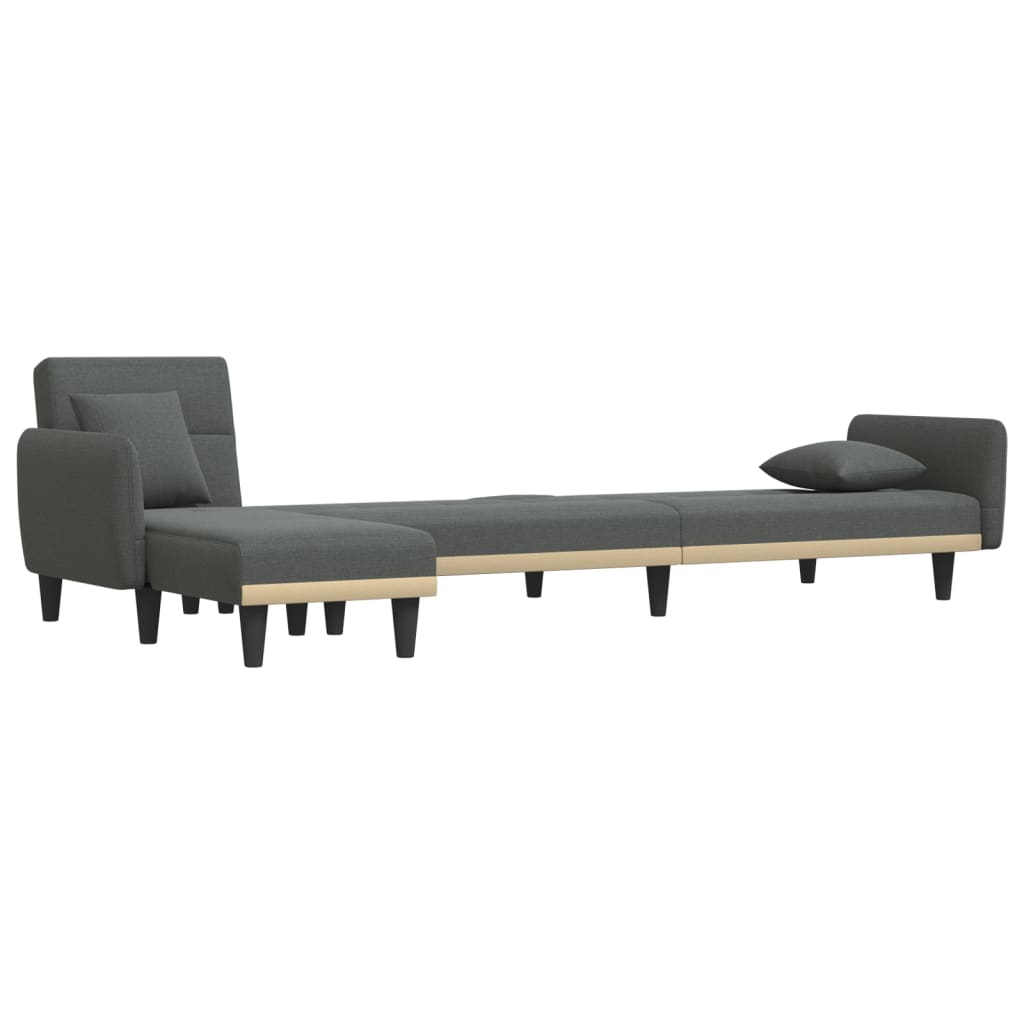 Sofá-cama Chaise Longue 275x140x70 cm tecido cinzento-escuro