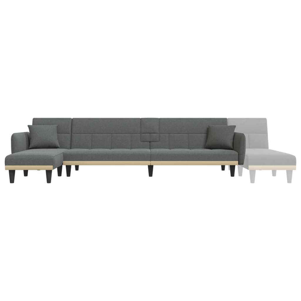 Sofá-cama Chaise Longue 275x140x70 cm tecido cinzento-escuro