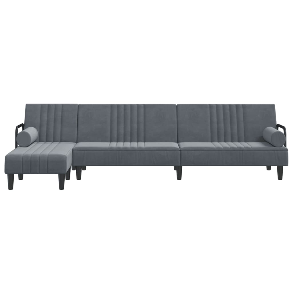 Sofá-cama Chaise Longue 260x140x70 cm veludo cinzento-escuro