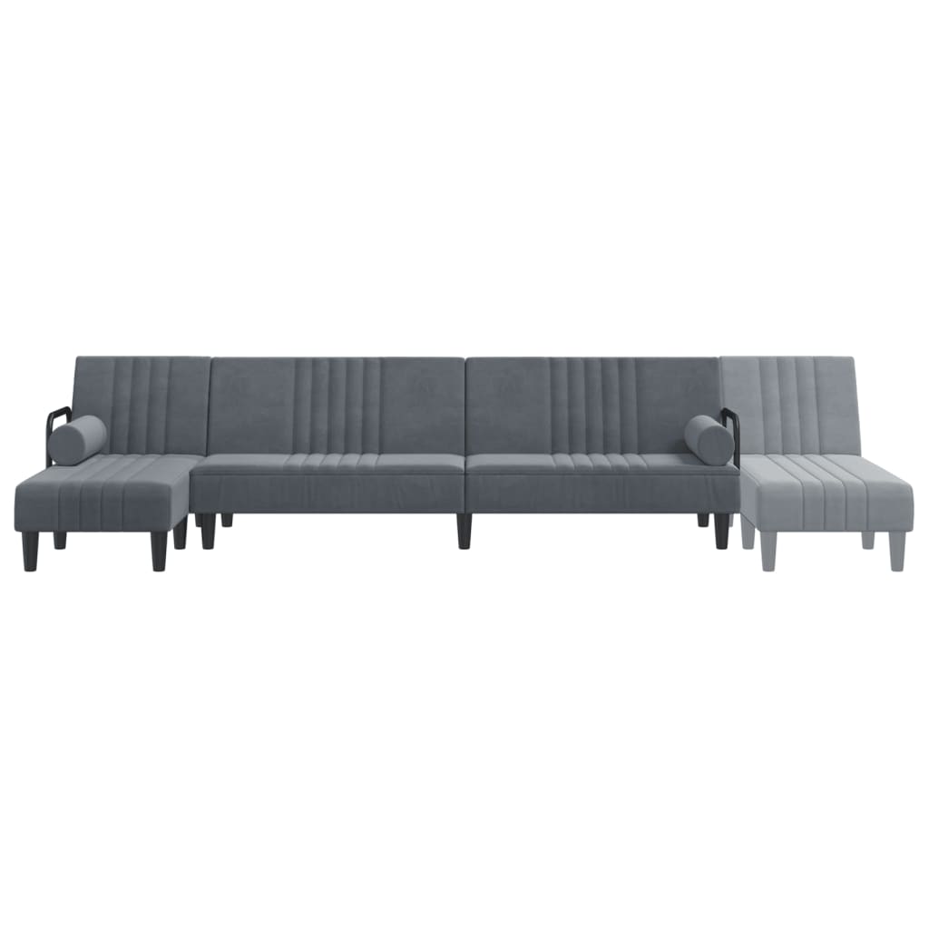 Sofá-cama Chaise Longue 260x140x70 cm veludo cinzento-escuro