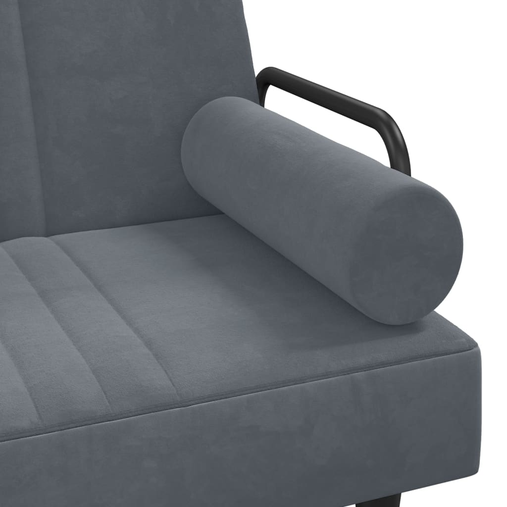 Sofá-cama Chaise Longue 260x140x70 cm veludo cinzento-escuro