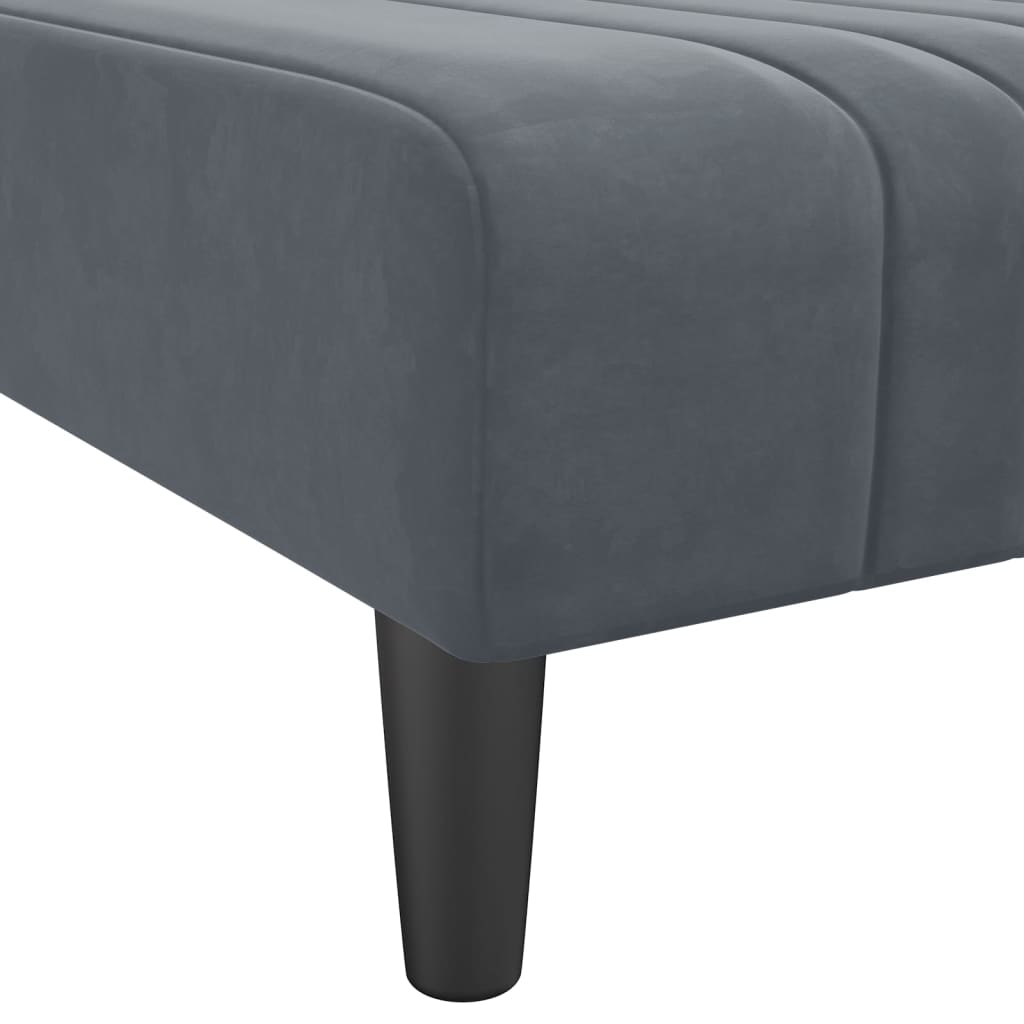 Sofá-cama Chaise Longue 260x140x70 cm veludo cinzento-escuro