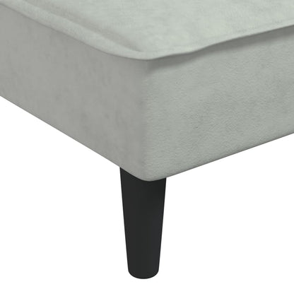 Sofá-cama em forma de L 255x140x70 cm veludo cinzento-claro