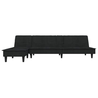 Sofá-cama Chaise Longue 255x140x70 cm veludo preto