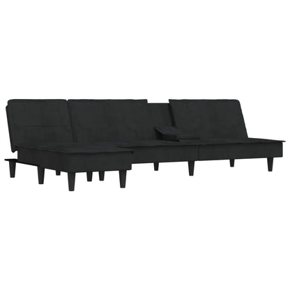 Sofá-cama Chaise Longue 255x140x70 cm veludo preto