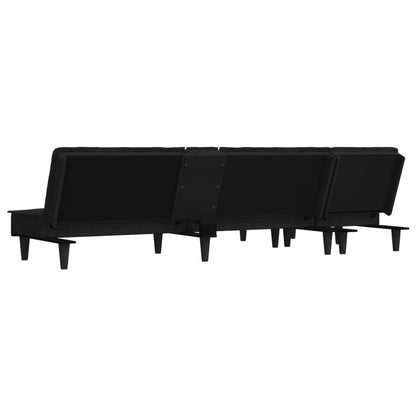 Sofá-cama Chaise Longue 255x140x70 cm veludo preto