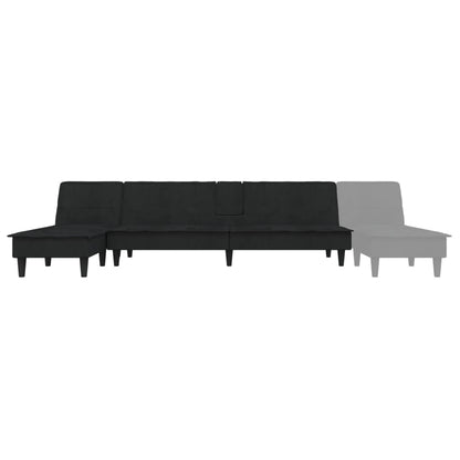 Sofá-cama Chaise Longue 255x140x70 cm veludo preto