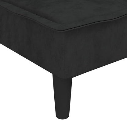 Sofá-cama Chaise Longue 255x140x70 cm veludo preto