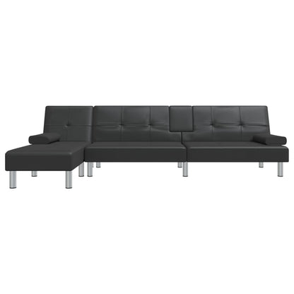 Sofá-cama Chaise Longue 255x140x70 cm couro artificial preto