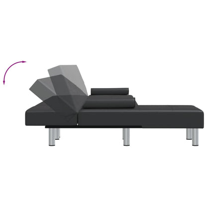 Sofá-cama Chaise Longue 255x140x70 cm couro artificial preto