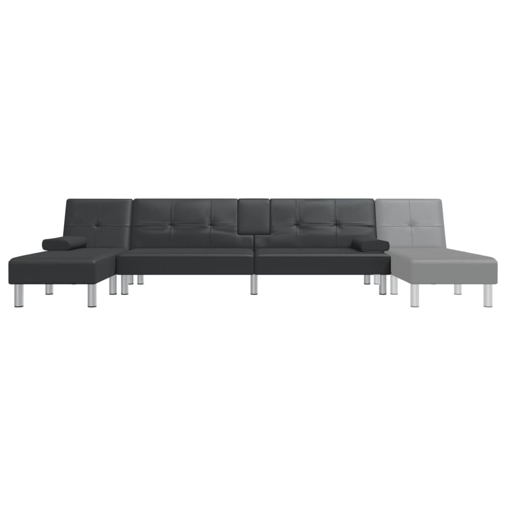 Sofá-cama Chaise Longue 255x140x70 cm couro artificial preto