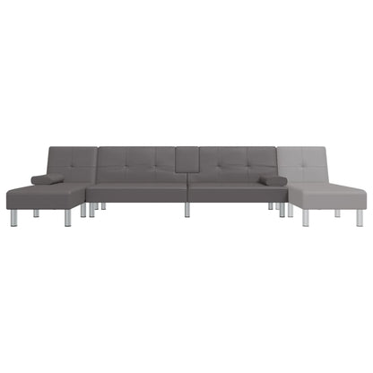 Sofá-cama Chaise Longue 255x140x70 cm couro artificial cinzento