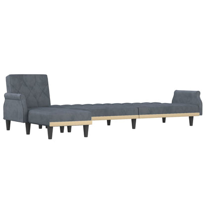 Sofá-cama Chaise Longue 271x140x70 cm veludo cinzento-escuro