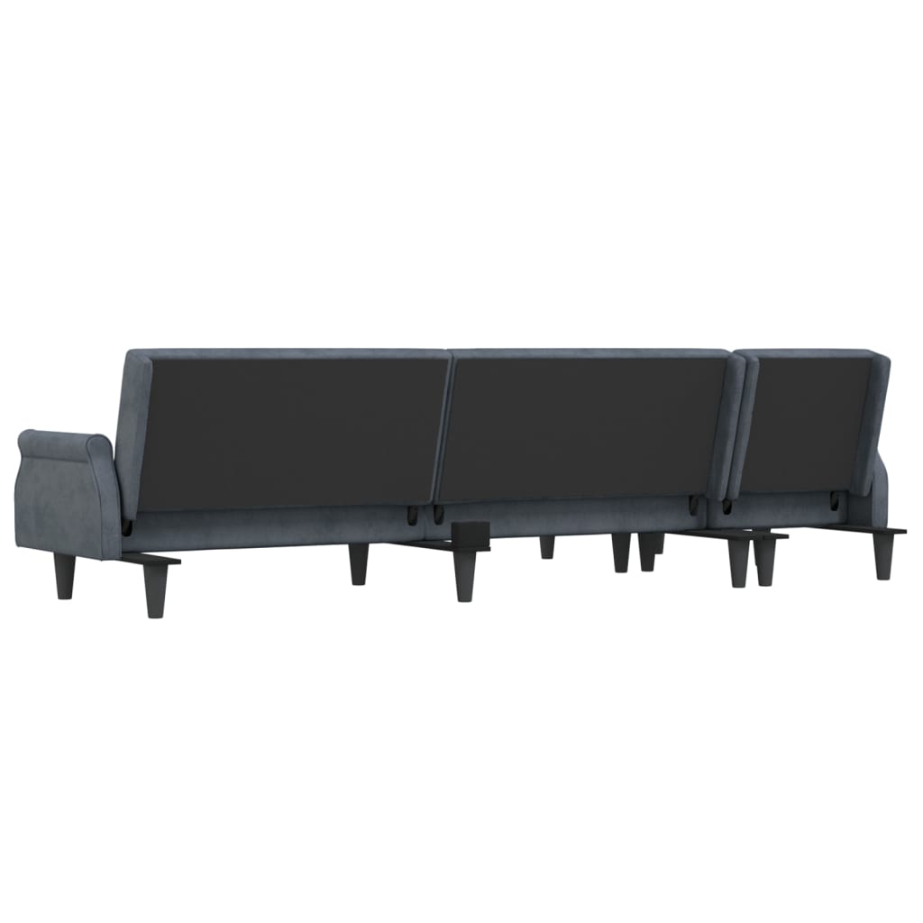 Sofá-cama Chaise Longue 271x140x70 cm veludo cinzento-escuro