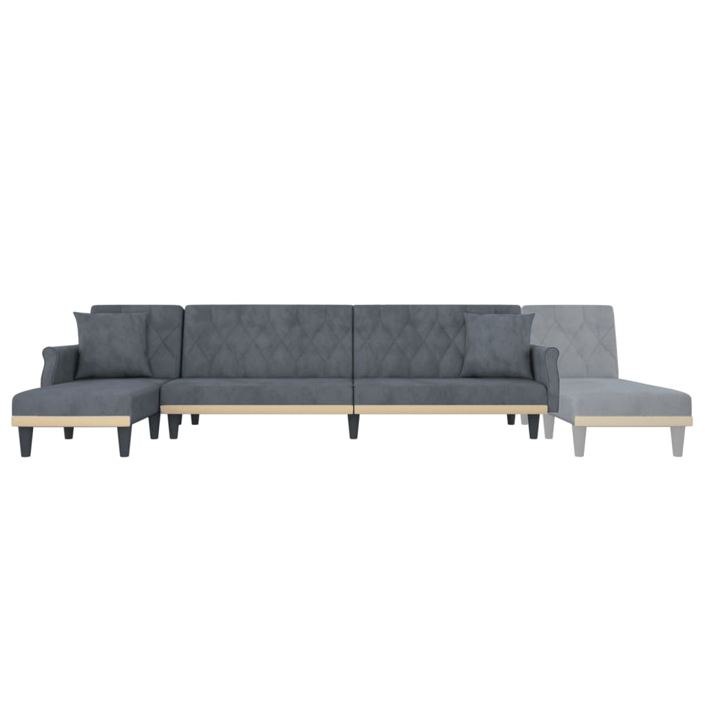 Sofá-cama Chaise Longue 271x140x70 cm veludo cinzento-escuro