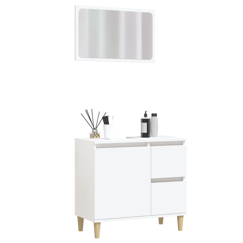 2 pcs conjunto móveis casa de banho derivados de madeira branco