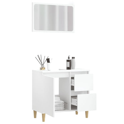 2 pcs conjunto móveis casa de banho derivados de madeira branco