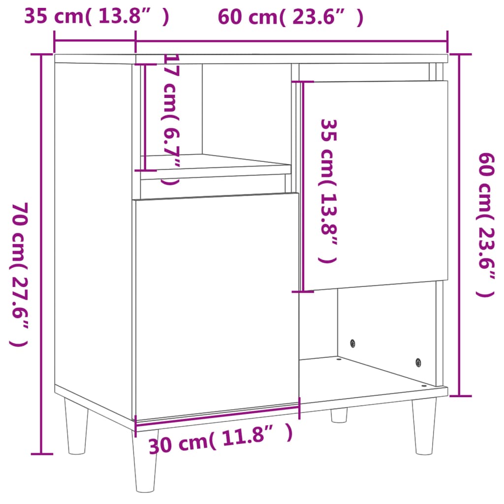 Aparadores 2 pcs 60x35x70 cm derivados de madeira cinza cimento