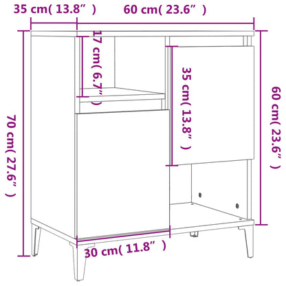 Aparadores 2 pcs 60x35x70 cm derivados madeira branco brilhante