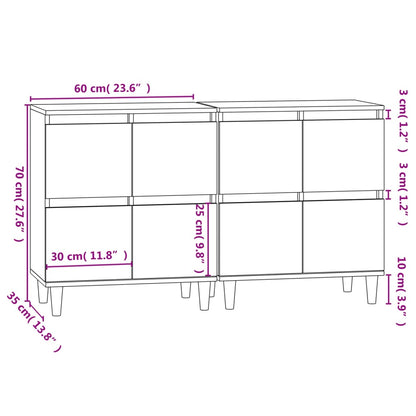 Aparadores 2 pcs 60x35x70 cm derivados de madeira cinza cimento