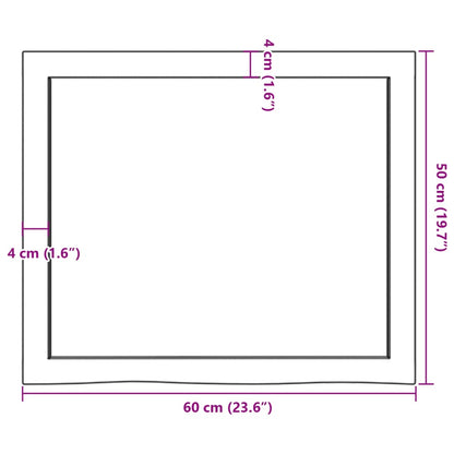 Bancada p/ casa de banho 60x50x6 madeira maciça não tratada