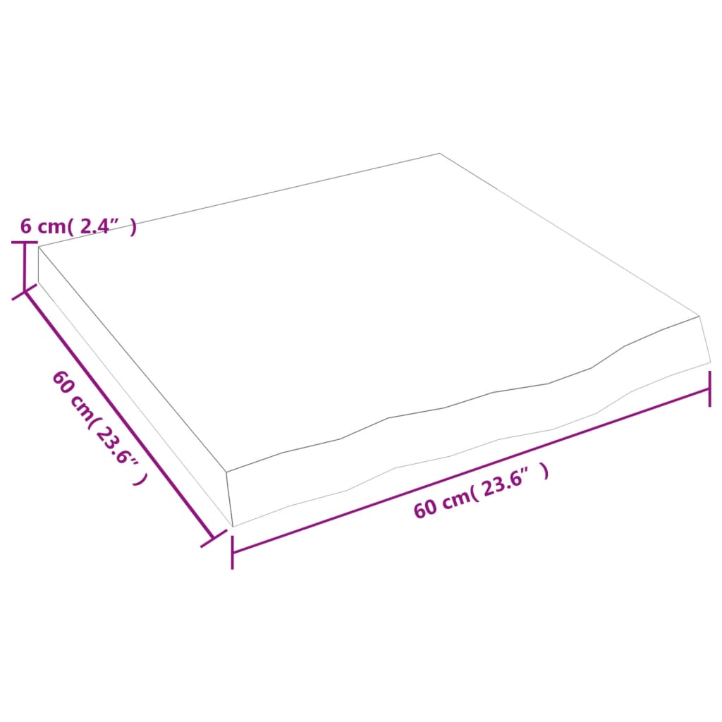 Bancada p/ casa de banho 60x60x6 madeira maciça não tratada