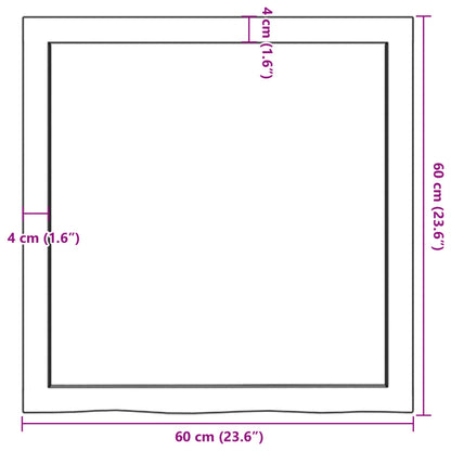 Bancada p/ casa de banho 60x60x6 madeira maciça não tratada