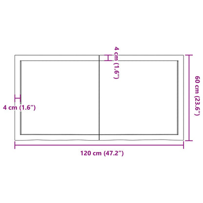 Bancada p/ casa de banho 120x60x4 madeira maciça não tratada