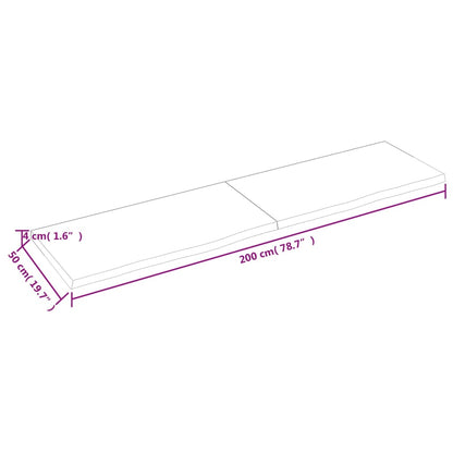 Bancada p/ WC 200x50x4 cm madeira maciça tratada castanho-claro