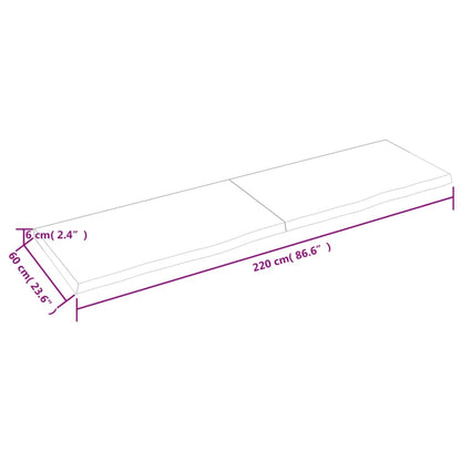 Bancada p/ WC 220x60x6 cm madeira maciça tratada castanho-claro