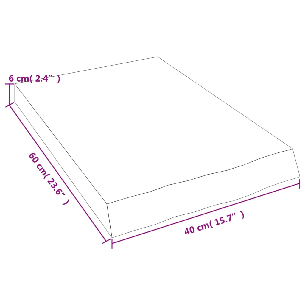 Bancada p/ WC 40x60x6 cm madeira tratada maciça cinza-escuro