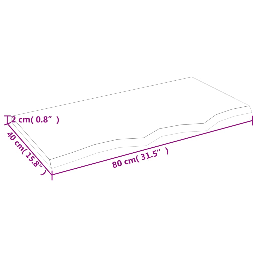 Bancada p/ WC 80x40x2 cm madeira tratada maciça cinza-escuro