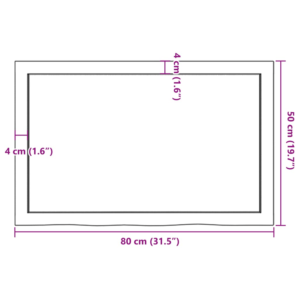 Bancada p/ WC 80x50x4 cm madeira tratada maciça cinza-escuro