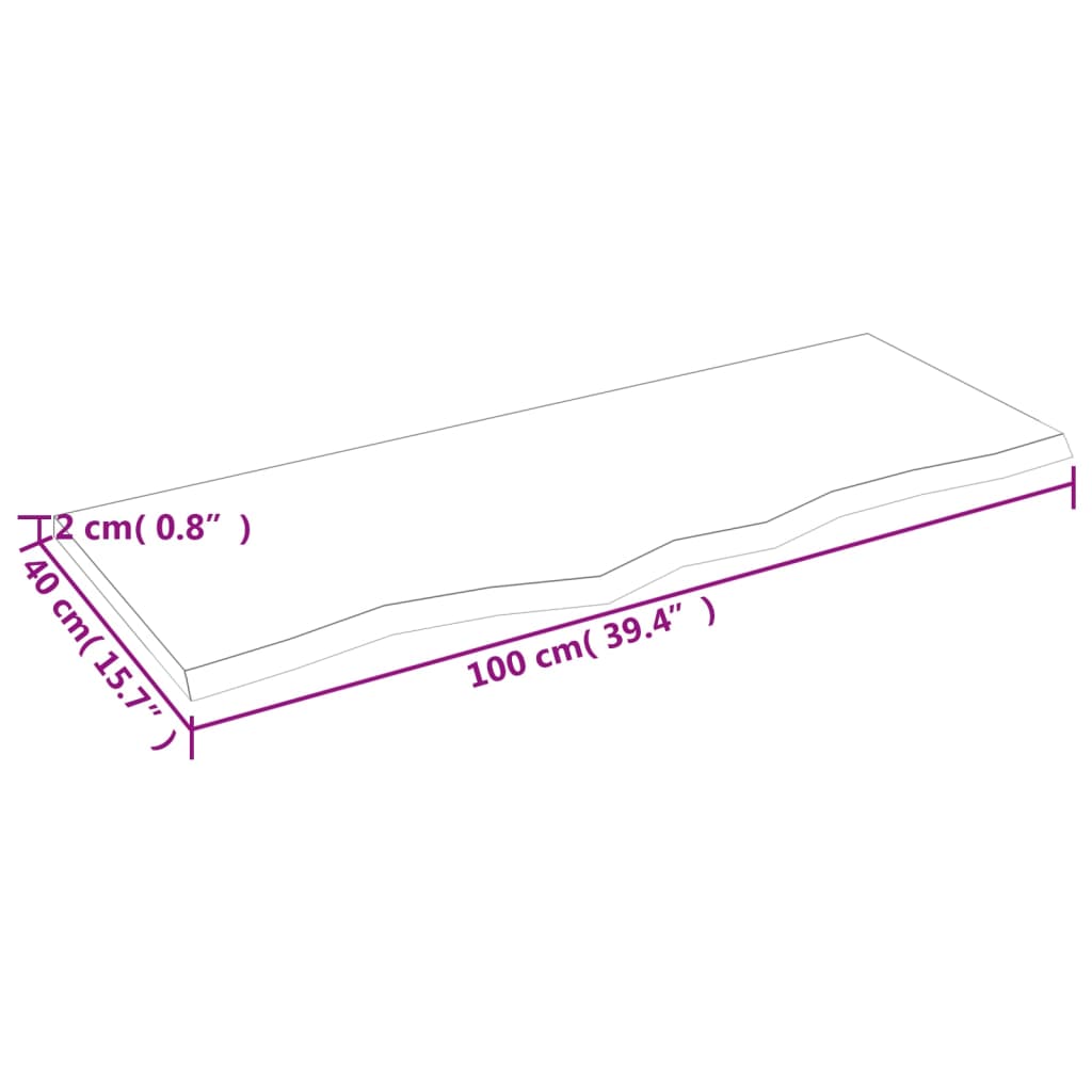 Bancada p/ WC 100x40x2 cm madeira tratada maciça cinza-escuro