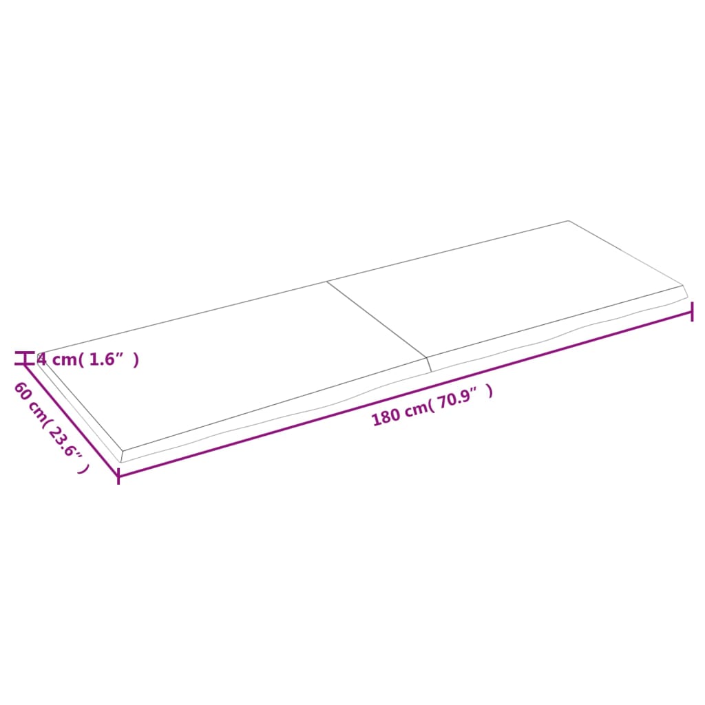 Bancada p/ WC 180x60x4 cm madeira tratada maciça cinza-escuro