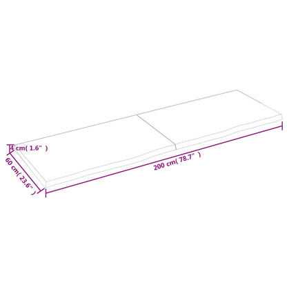 Bancada p/ WC 200x60x4 cm madeira tratada maciça cinza-escuro