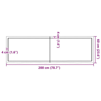 Bancada p/ WC 200x60x4 cm madeira tratada maciça cinza-escuro