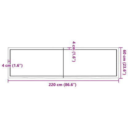 Bancada p/ WC 220x60x4 cm madeira tratada maciça cinza-escuro