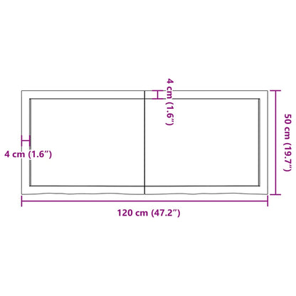 Tampo de mesa 120x50x6 cm carvalho maciço não tratado