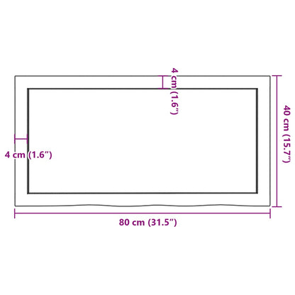 Tampo de mesa 80x40x6 cm carvalho tratado castanho-claro