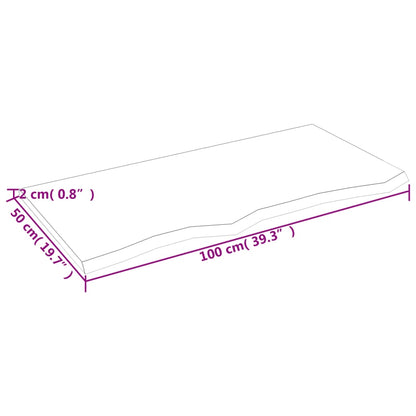 Tampo de mesa 100x50x2 cm carvalho tratado castanho-claro