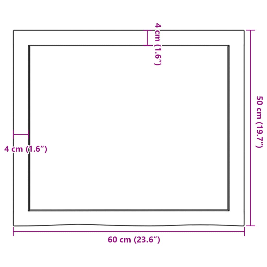 Tampo de mesa 60x50x6 cm carvalho tratado cinza-escuro