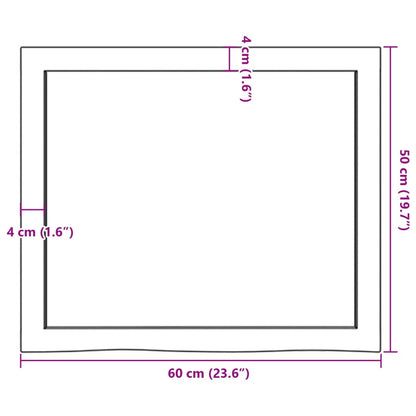 Tampo de mesa 60x50x6 cm carvalho tratado cinza-escuro