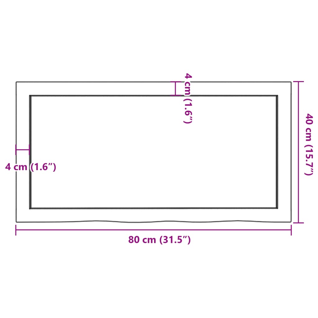 Tampo de mesa 80x40x4 cm carvalho tratado cinza-escuro