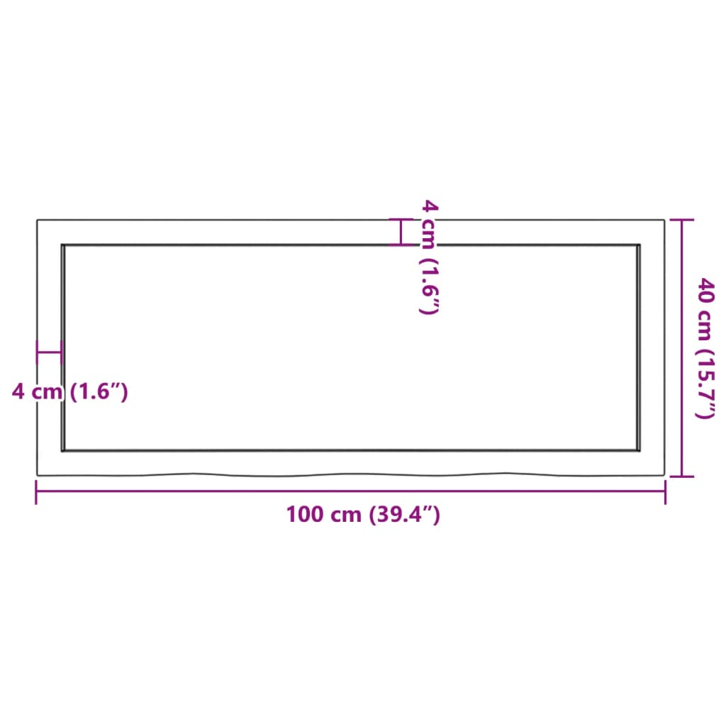 Tampo de mesa 100x40x6 cm carvalho tratado cinza-escuro