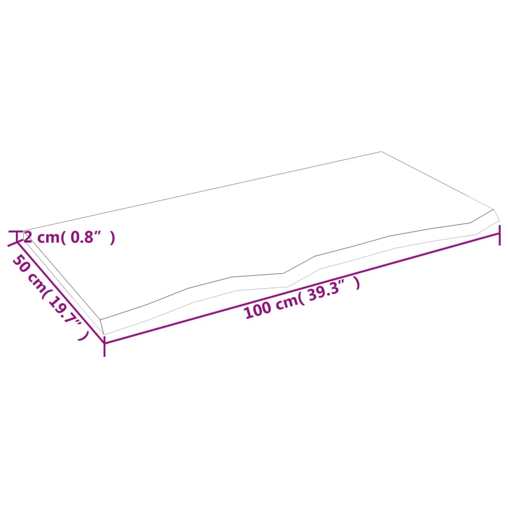 Tampo de mesa 100x50x2 cm carvalho tratado cinza-escuro