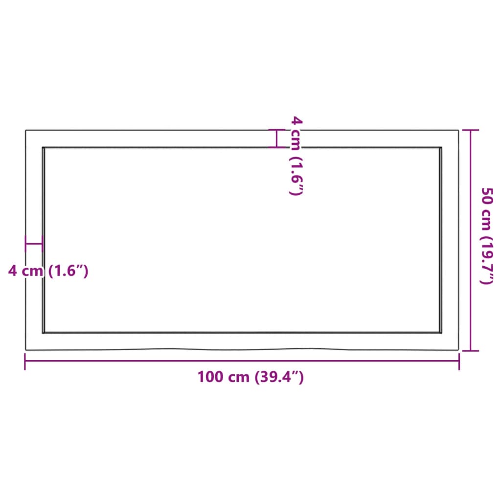 Tampo de mesa 100x50x6 cm carvalho tratado cinza-escuro