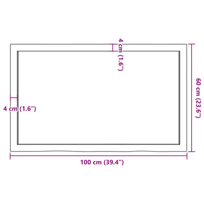 Tampo de mesa 100x60x4 cm carvalho tratado cinza-escuro