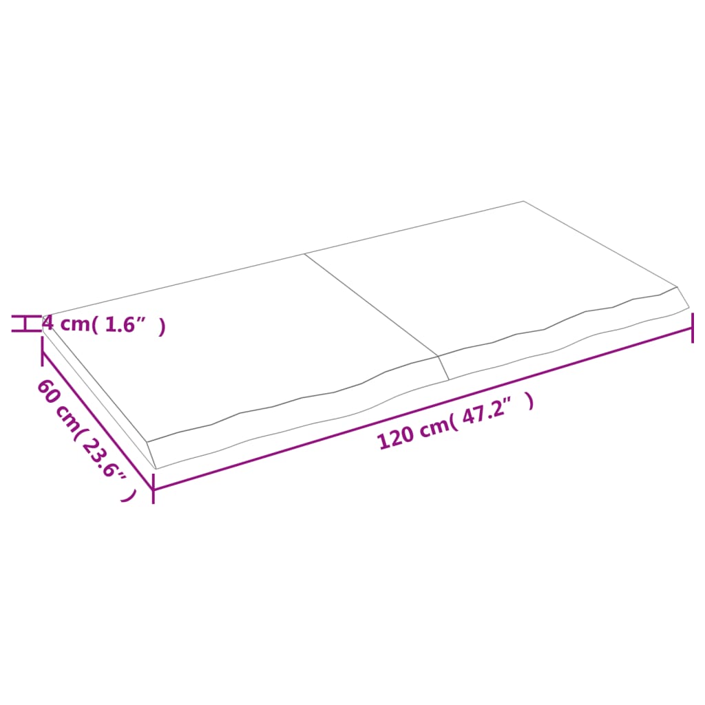 Tampo de mesa 120x60x4 cm carvalho tratado cinza-escuro